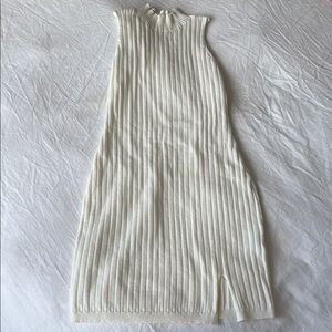 SHEIN Cream Sleeveless Ribbed Knit Dress